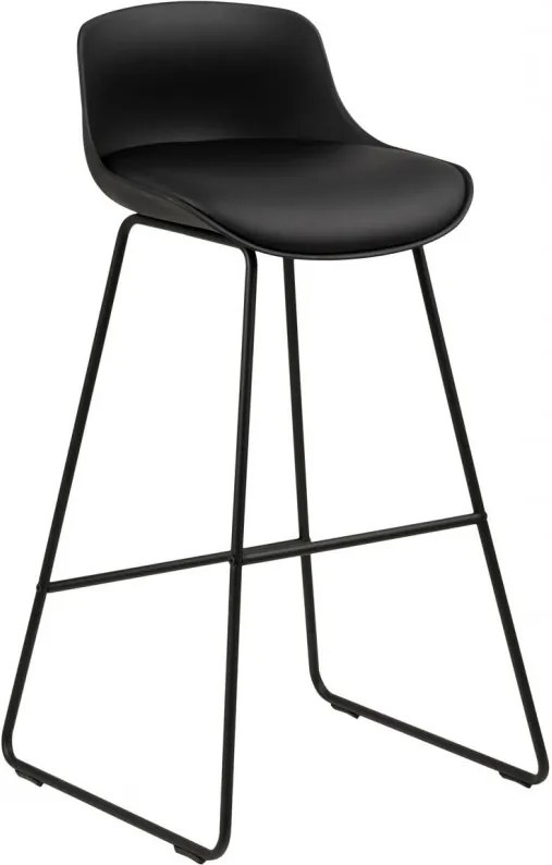 Set de 2 scaune de bar Tina din piele ecologică, negru