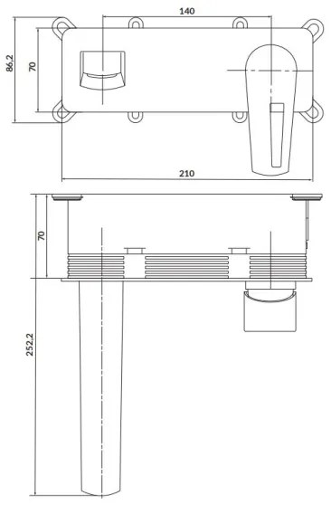 Baterie de cadă pentru instalare ascunsă Cersanit S951-357 MILLE crom lucios