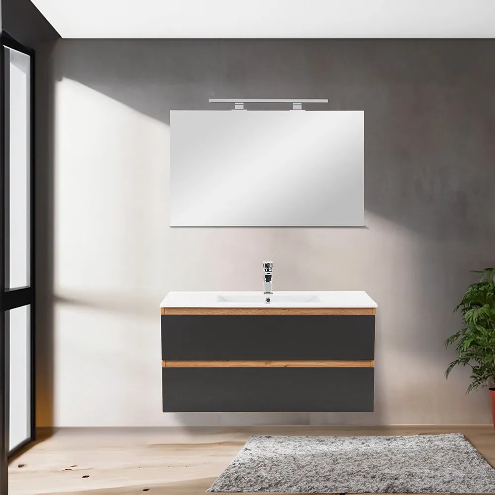 Dulap inferior Vario Forte 100 cu lavoar stejar-antracit