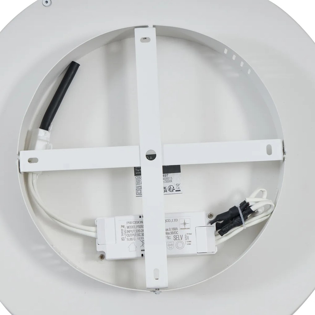 Plafonieră de design albă cu lemn 40cm incl. LED cu comutator cu 3 căi - Ingo