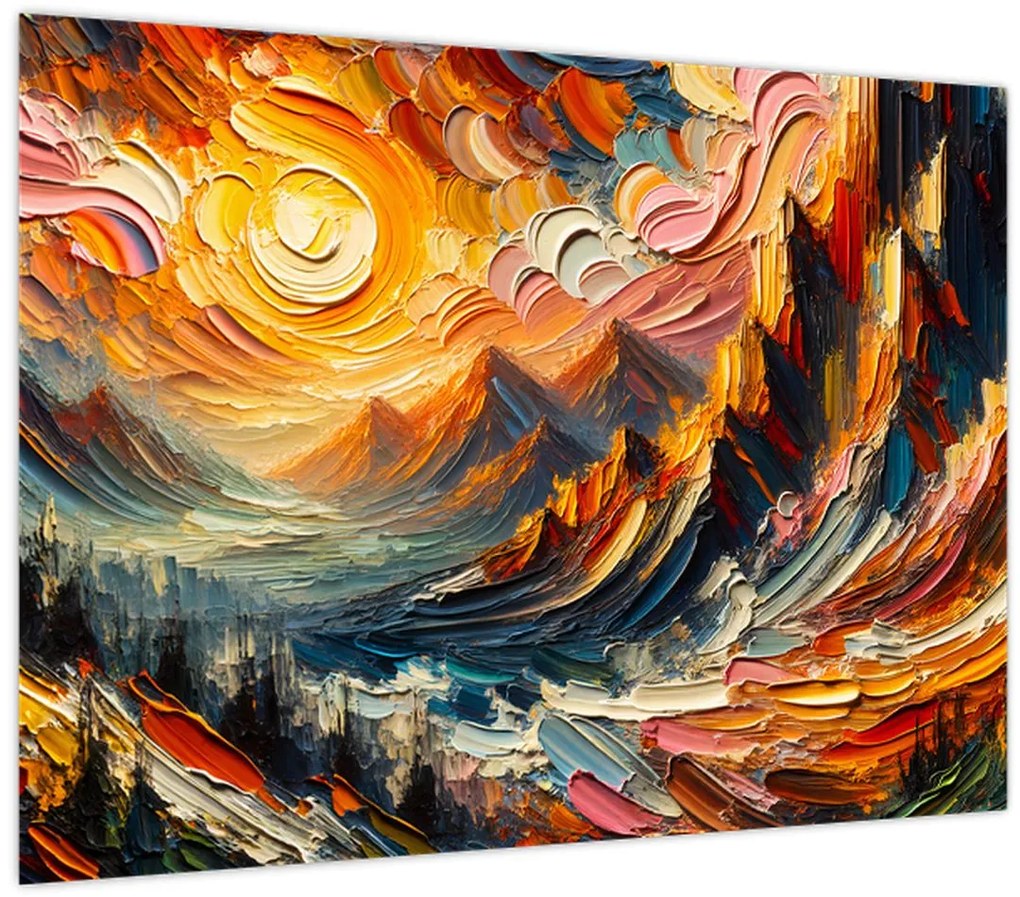 Tablou pe sticlă - Munte acoperit de soare (70x50 cm)