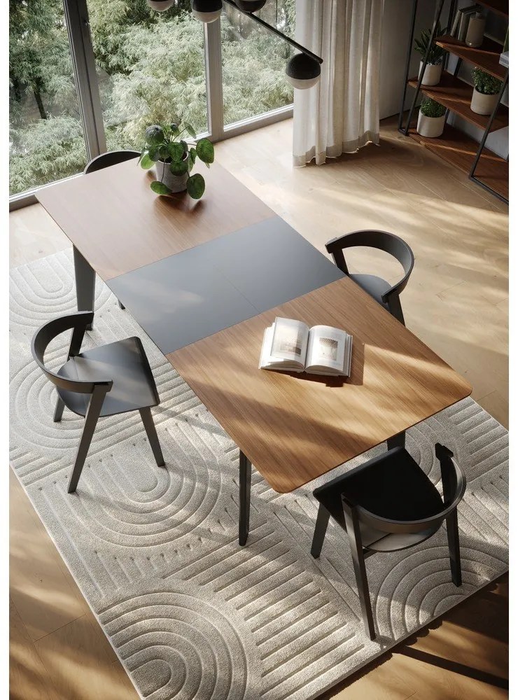 Masă de dining în culoare naturală extensibilă cu blat cu aspect de lemn de nuc 100x180 cm Shadow – TemaHome