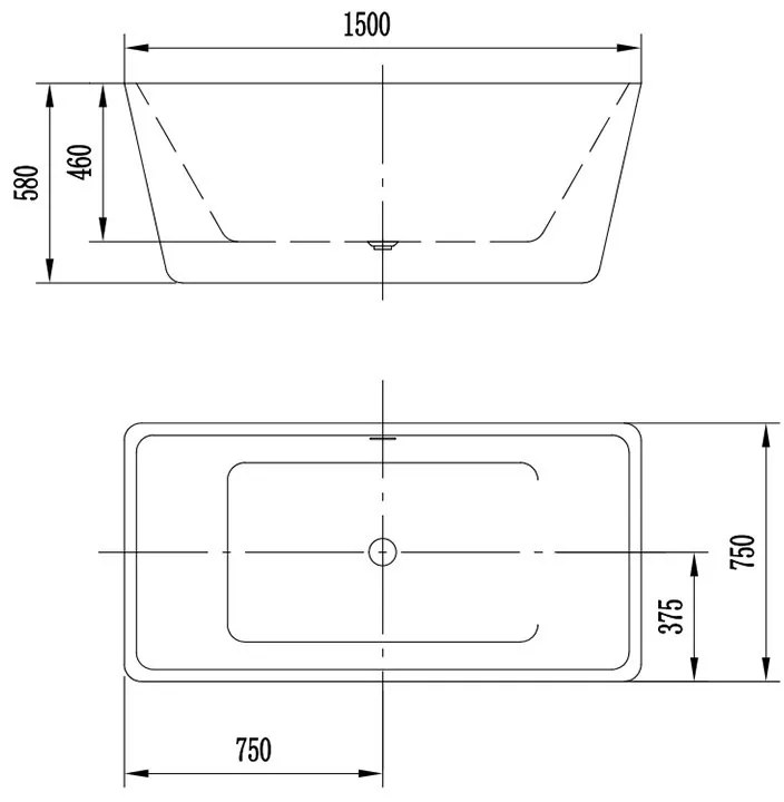 Cada freestanding, Florida, Quadro New 150, dreptunghiulara, cu instalatie completa, alb