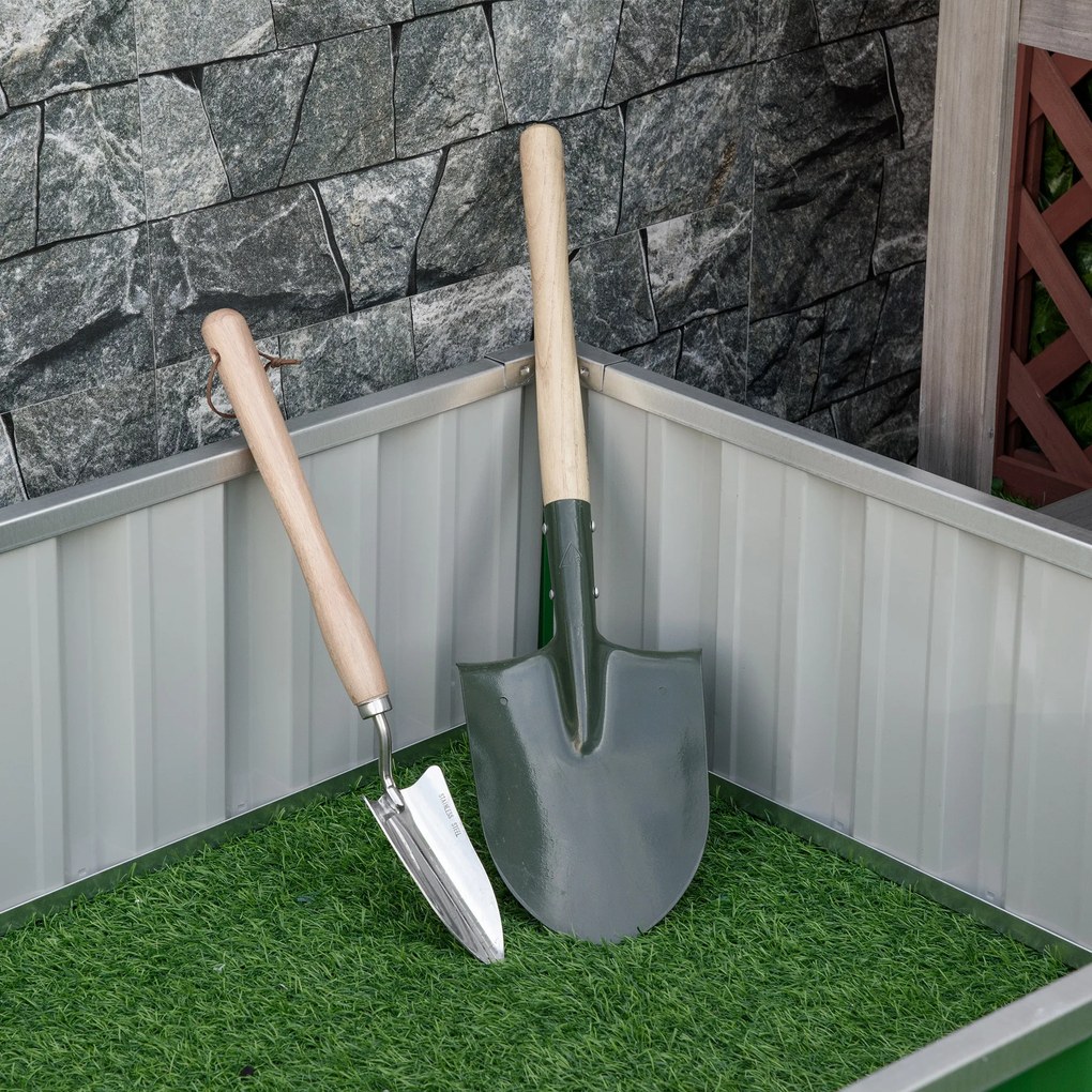Outsunny Pătrat de grădină de grădină modulabil, montare fără unelte, mănuși incluse 174 x 90 x 30 cm oțel galvanizat verde | Aosom Romania