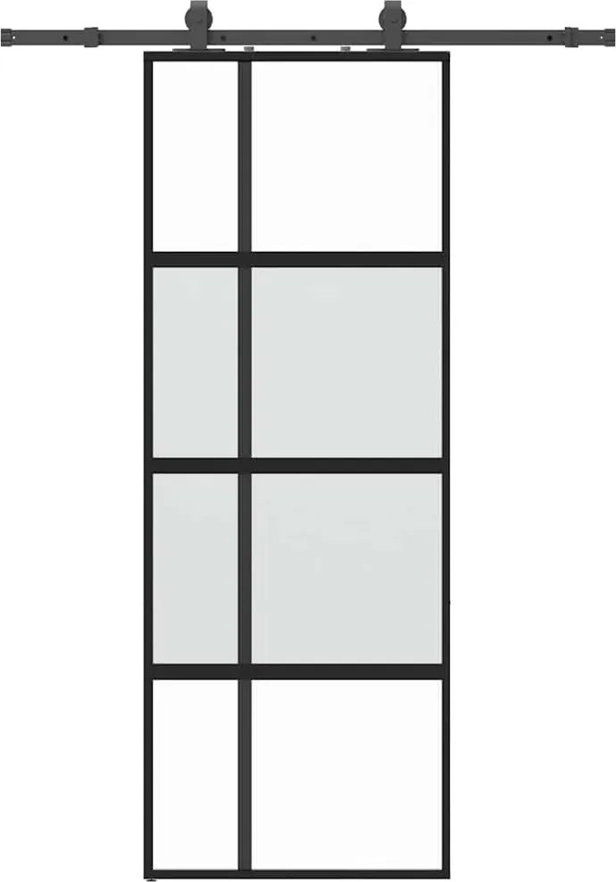 vidaXL Ușă glisantă cu set feronerie neagră 76x205cm sticlă securizată