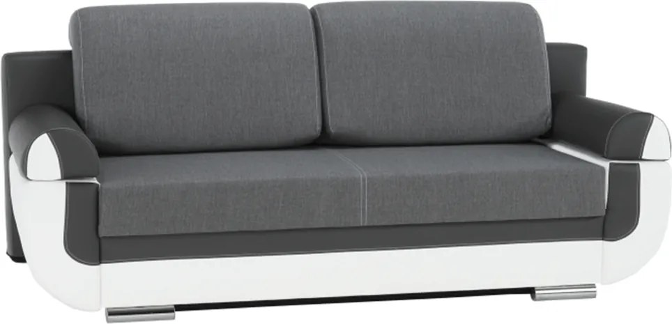 Canapea, piele ecologică alba+gri/material textil gri, KARDYN