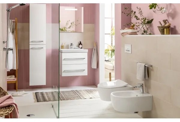 Pachet vas WC rimless suspendat Soul + bideu suspendat Avento, Villeroy&amp;Boch, DirectFlush, cu capac WC inchidere lenta