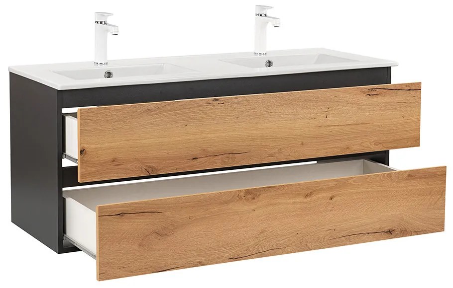 Mobilier complet de baie Vario Forte 120 antracit-stejar