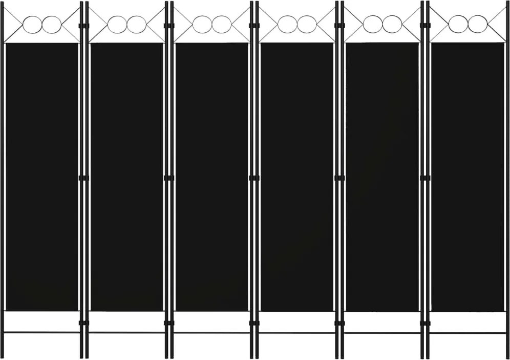 vidaXL Paravan de cameră cu 6 panouri, negru, 240 x 180 cm