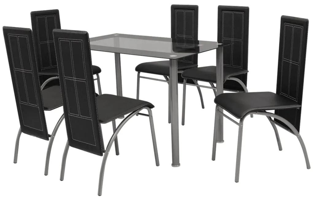 242915 vidaXL Set masă și scaune de bucătărie 7 piese, negru