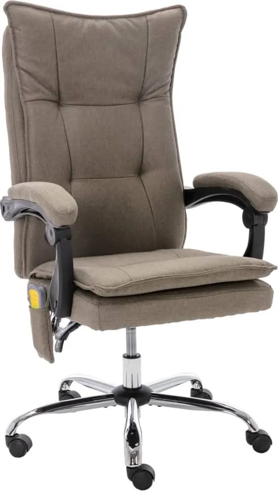 vidaXL Scaun de birou cu masaj, gri taupe, material textil