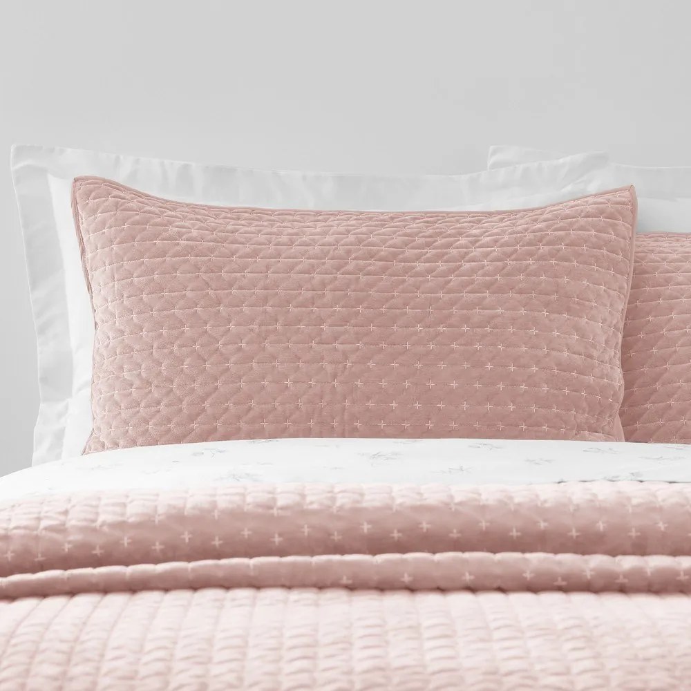 Cuvertură roz prăfuit matlasată din catifea 240x260 cm Attica Velvet – Bianca