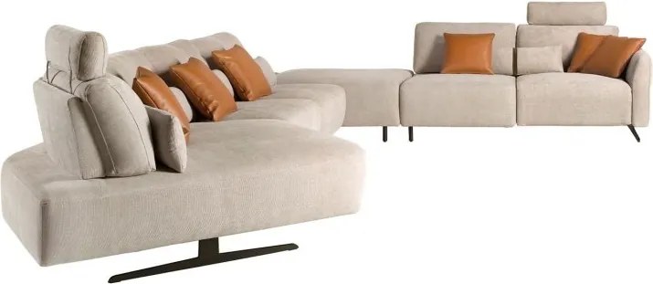Coltar modular LUX design italian cu sezlong dreapta Velvet sand