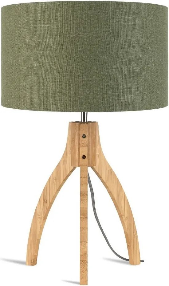 Lampa de masa cu trepied, realizata din materiale naturale, durabile si ecologice, Annapurna verde