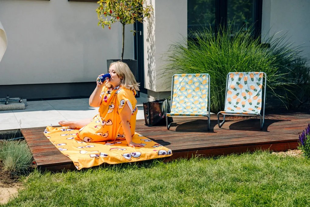 Poncho prosop de plaja SMILE galben 80x145 cm