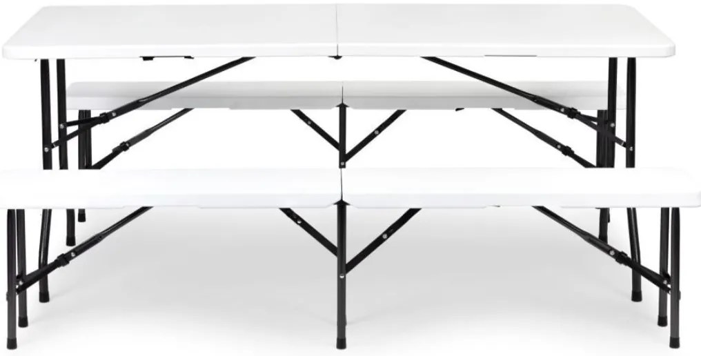 Set catering masă + 2 bănci 180cm White