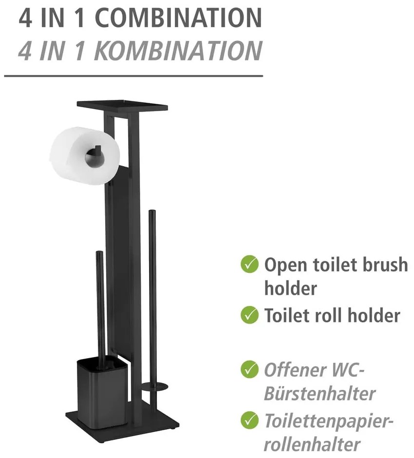 Suport pentru hârtie igienică negru din oțel inoxidabil Debar – Wenko