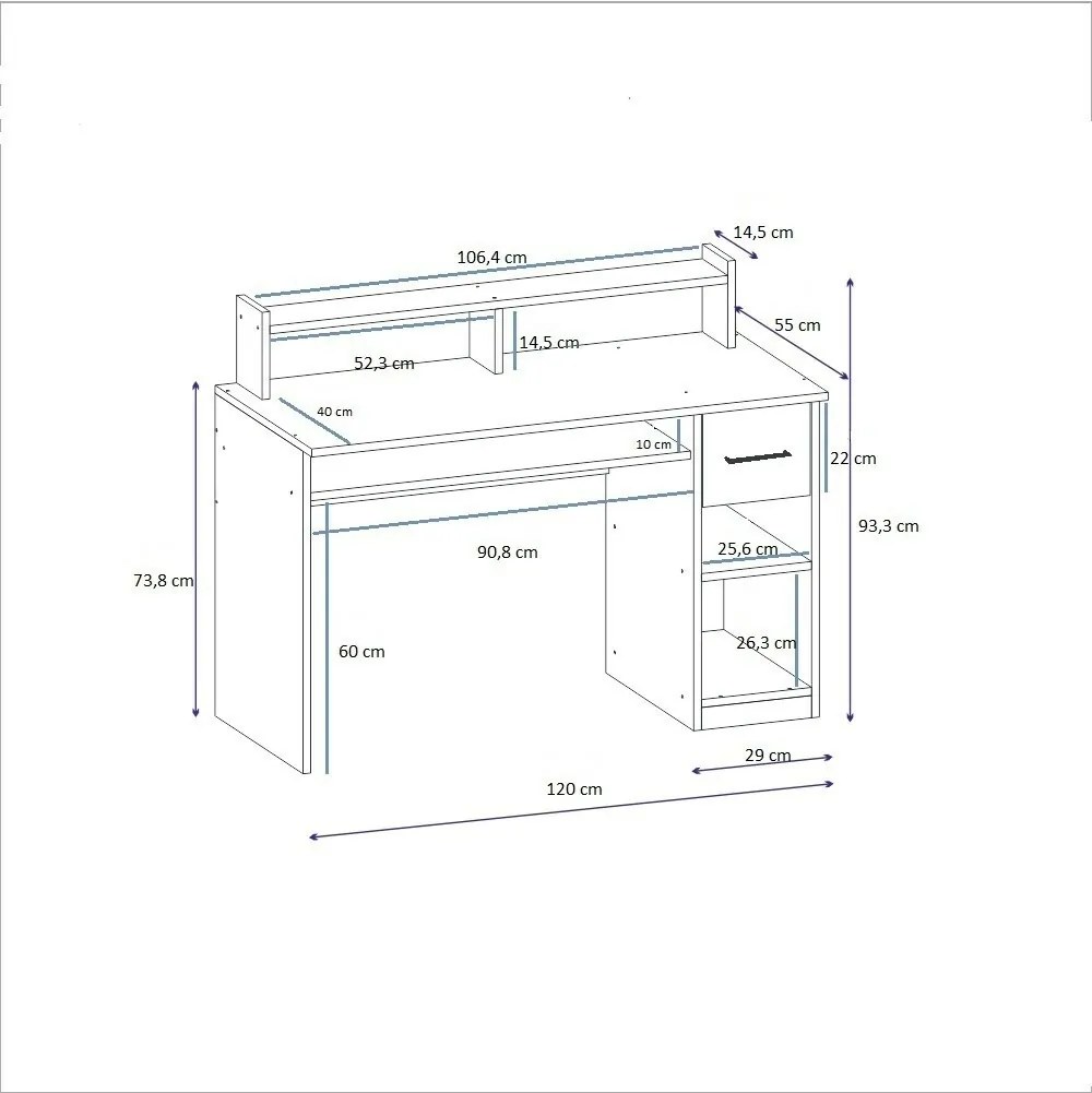 Birou de lucru Eslem Anthracite