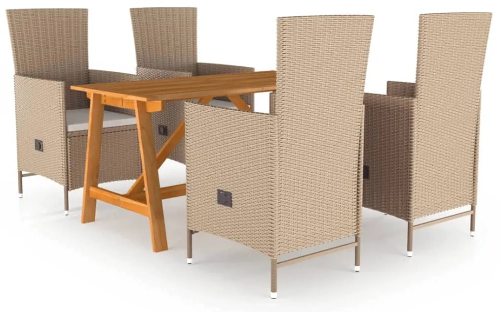 vidaXL Set mobilier de grădină, 5 piese, bej