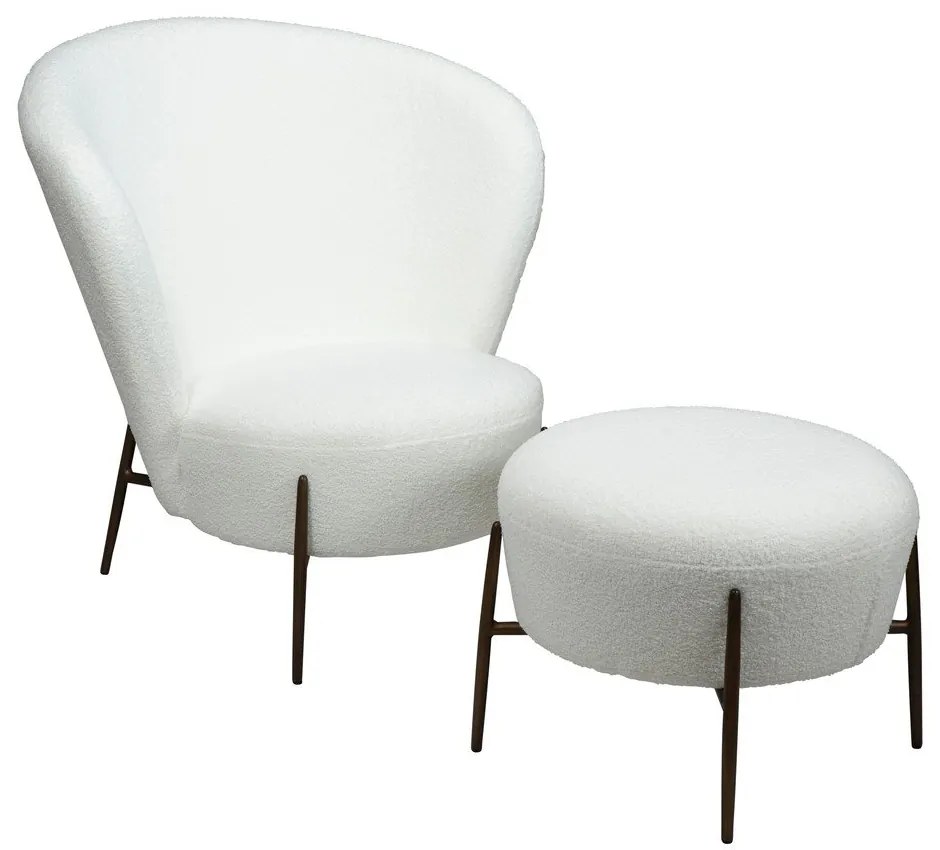 Fotoliu alb cu tapițerie din țesătură bouclé Orbit – DAN-FORM Denmark