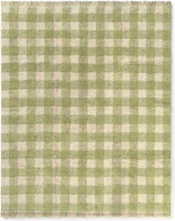 Covor pentru copii verde lavabil/țesut manual din bumbac 90x120 cm Vichy – Lorena Canals