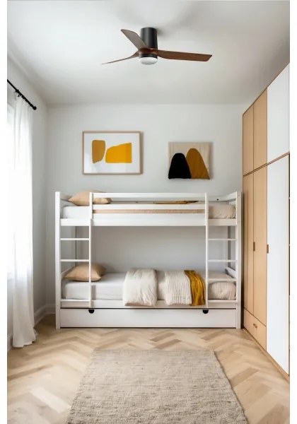 Ventilator LED dimabil de tavan FARO 33835WT-1TW MINI PUNT TUB S 10W/230V maro/negru d. 90 cm WT + telecomandă