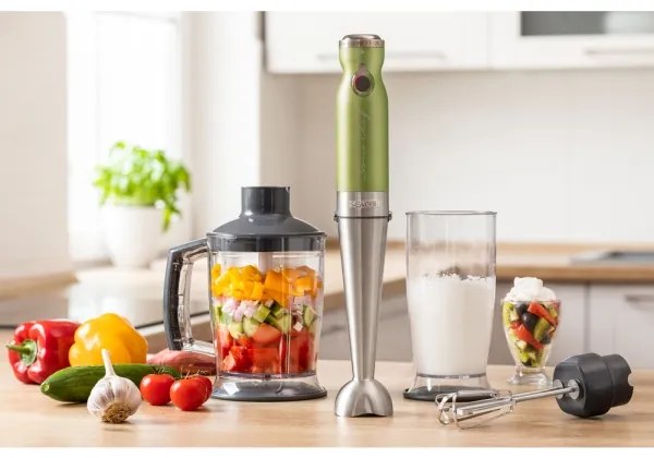 Mixer vertical 4 în 1 1200W/230V oțel inoxidabil/verde Sencor