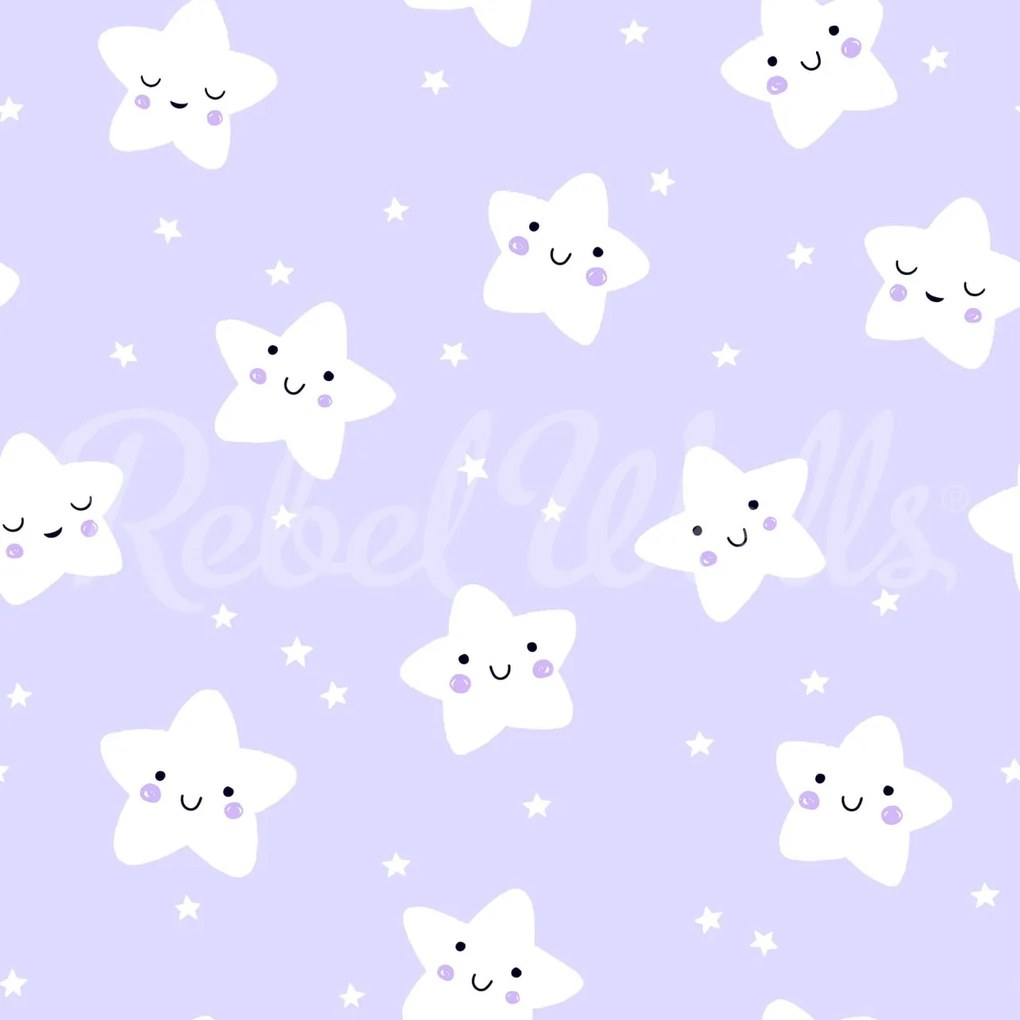 Fototapet, Cute Stars, Lilac, Rebel Walls