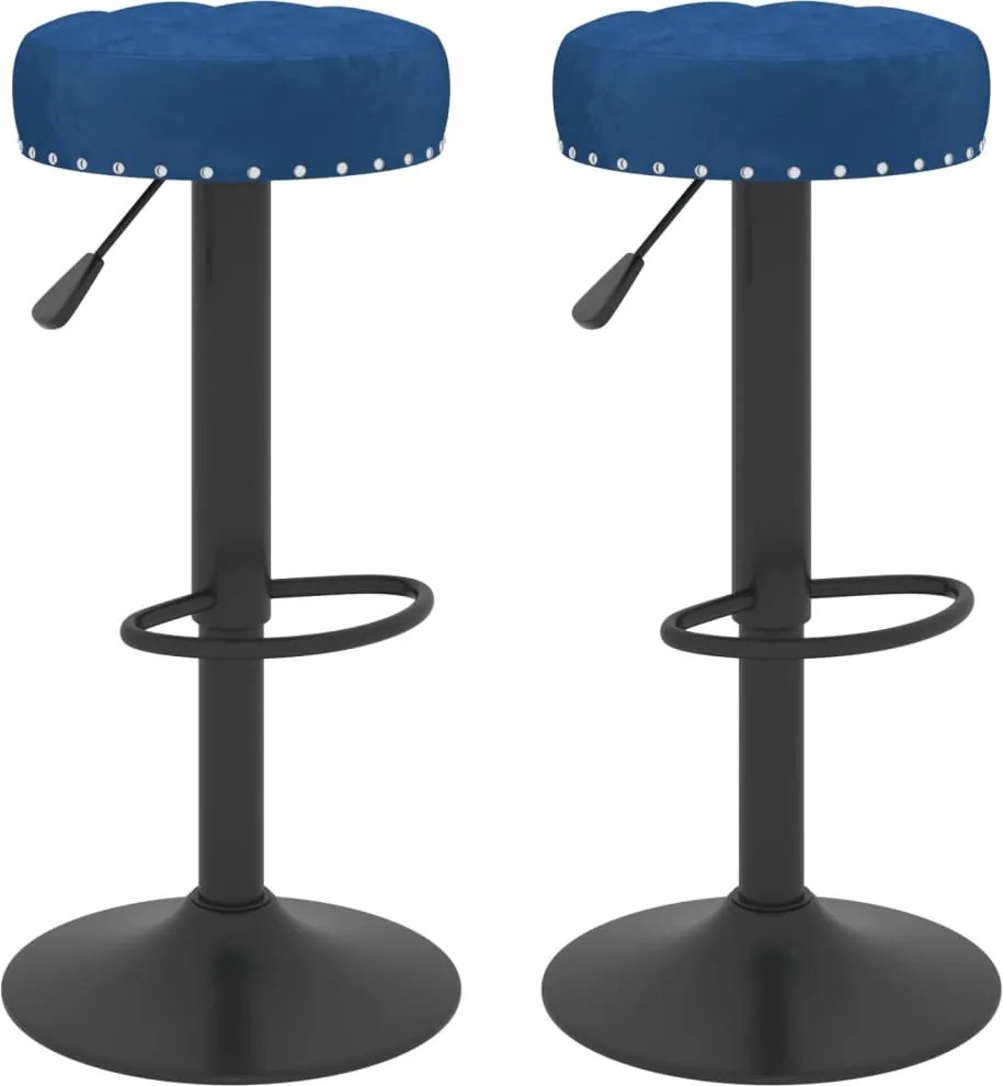 vidaXL Scaune de bar, 2 buc., albastru, catifea