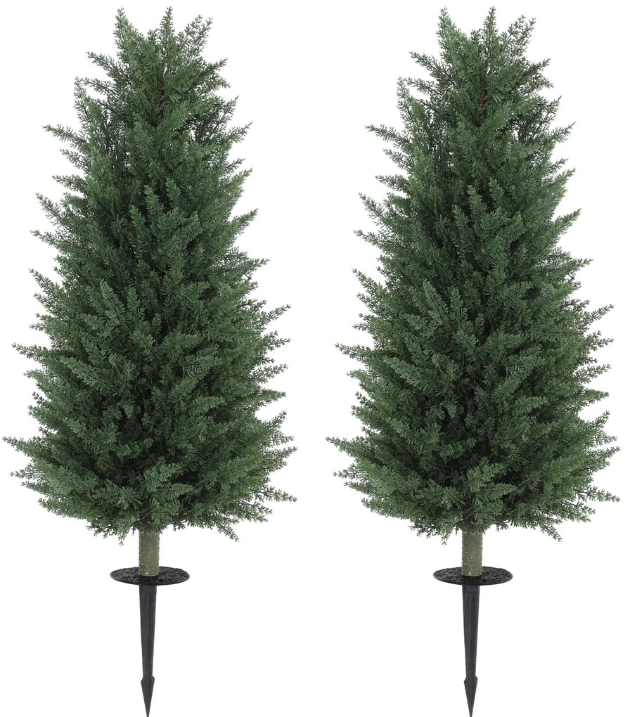 HOMCOM Set de 2 plante artificiale, chiparosi artificiali cu 831 de frunze fiecare, versatil, Verde | Aosom Romania