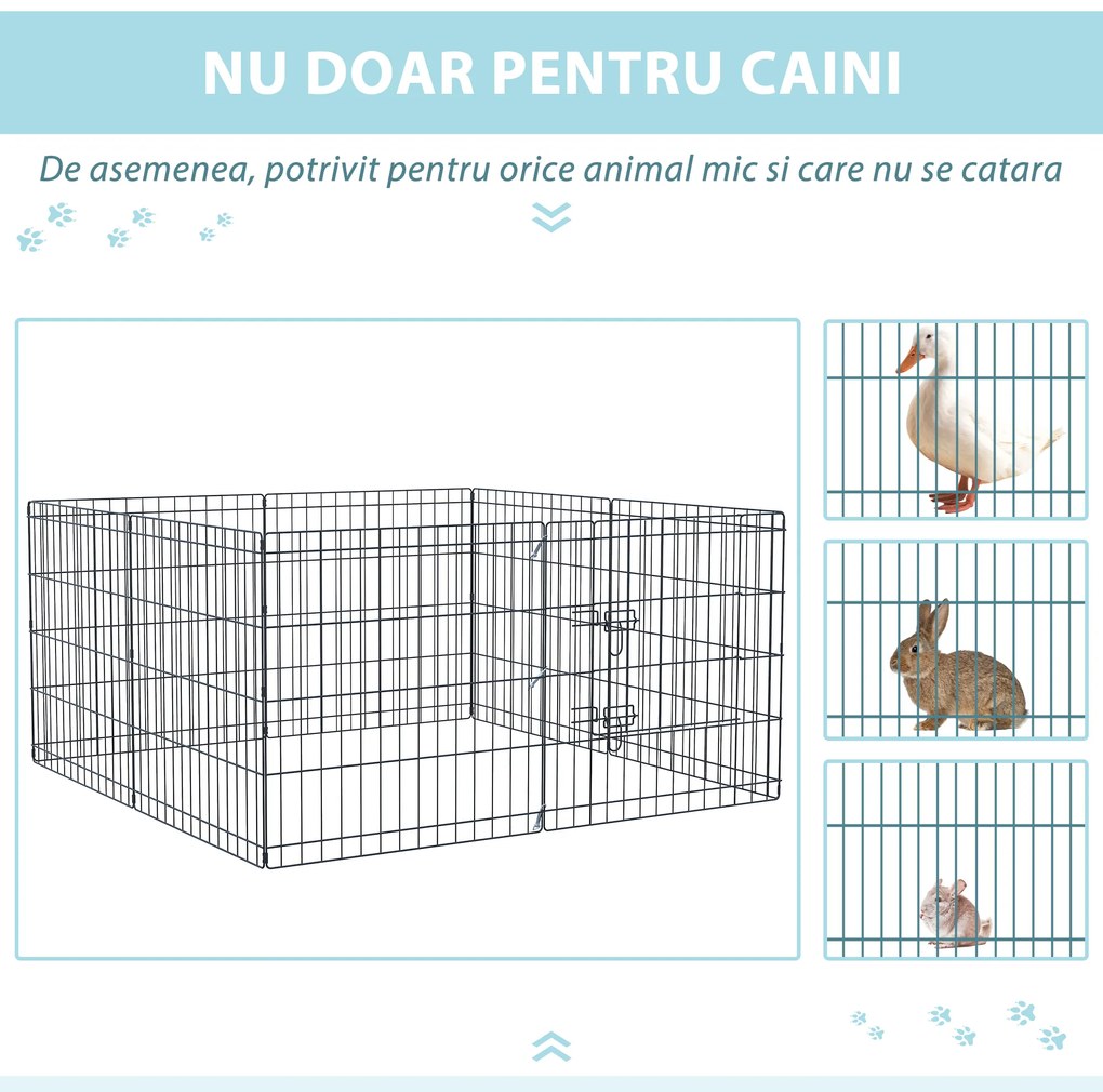 Tarc tip plasa pentru animale PawHut, 8 bucati 61x61cm, negru | AOSOM RO