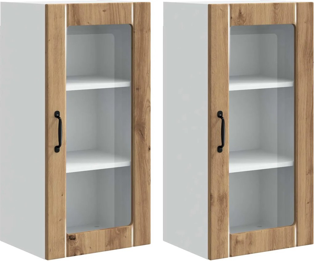 vidaXL Dulap de bucătărie 2 pcs Stejar Artizanal 40 x 31 x 80 cm