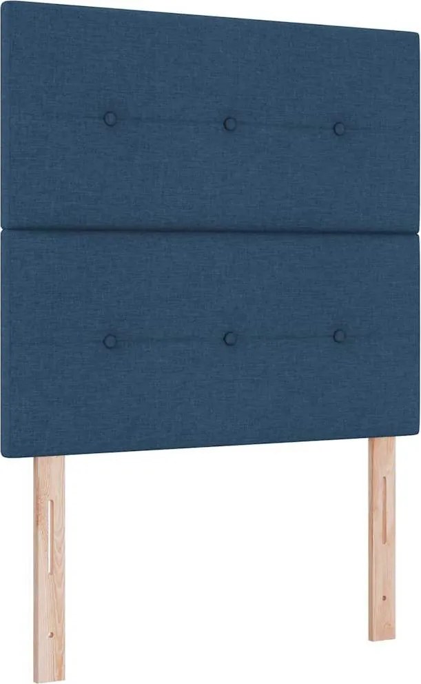 vidaXL Pat cu arcuri cu saltea cu led albastru 120 x 200 cm țesătură