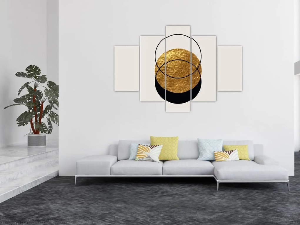 Tablou - Abstracție de aur și alb N⁰2 (150x105 cm)