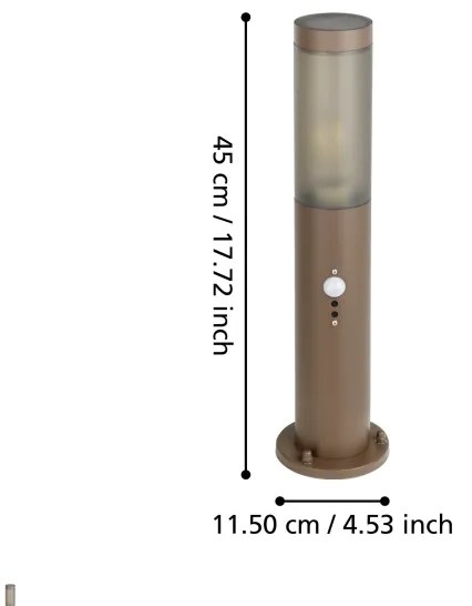 Lampă de exterior cu senzor Eglo 900986 HELSINKI 1xE27/15W/230V 45 cm IP44