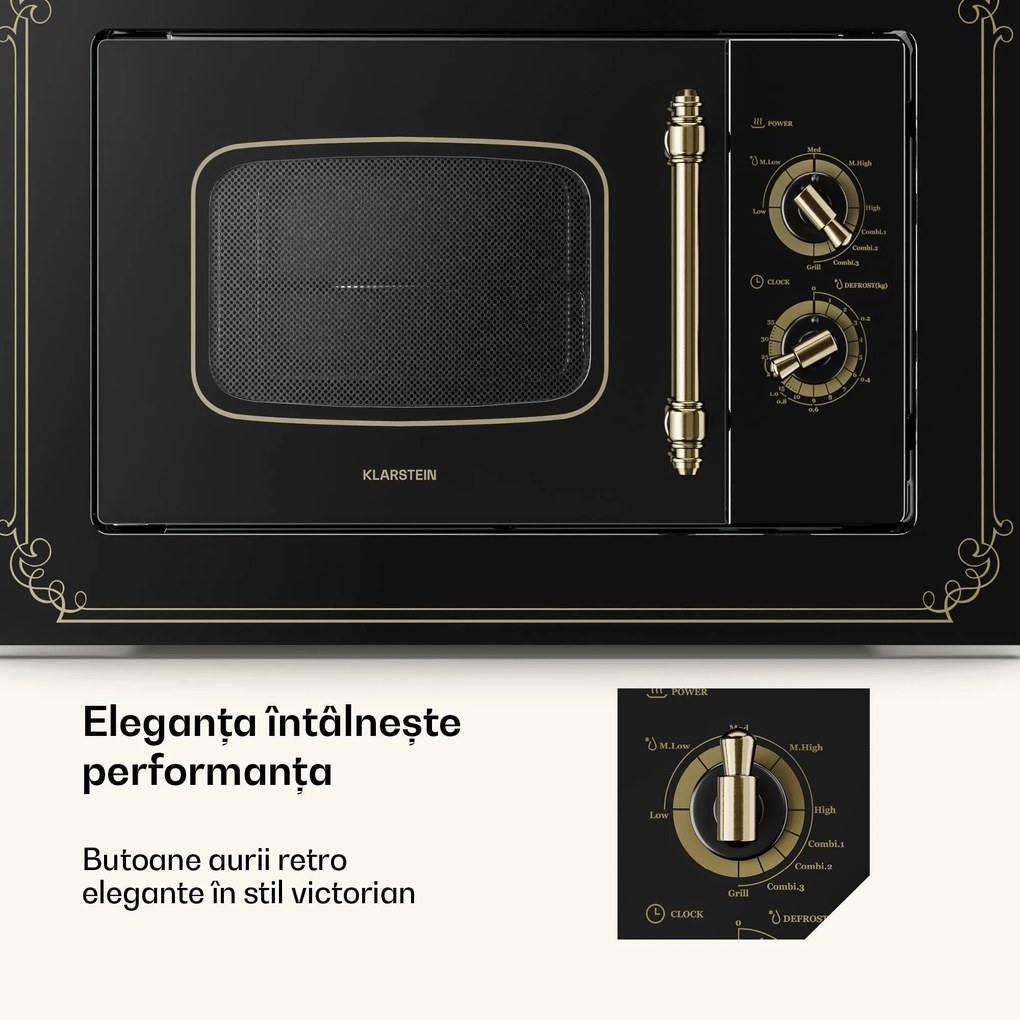 Klarstein Victoria 20, cuptor cu microunde încorporabil, 20 l, 800 W, grill: 1000 W, negru