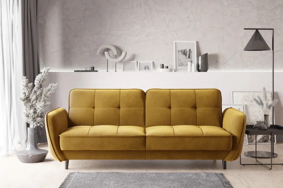 Canapea tapitata, extensibila, cu spatiu pentru depozitare, 220x83x90 cm, Bellis 02, Eltap (Culoare: Roz Piersica / Monolith 63)