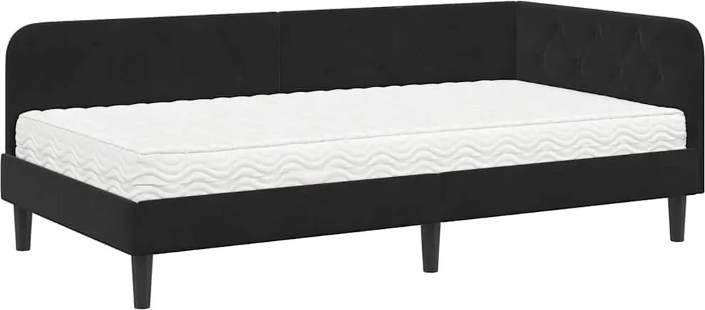 vidaXL Cadru de pat colțar Negru 100 x 200 cm Catifea