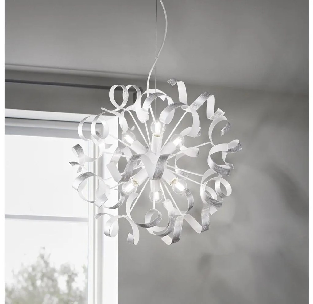 Lustră pe cablu Ideal Lux VORTEX 6xE14/40W/230V d. 53 cm argintiu/patină