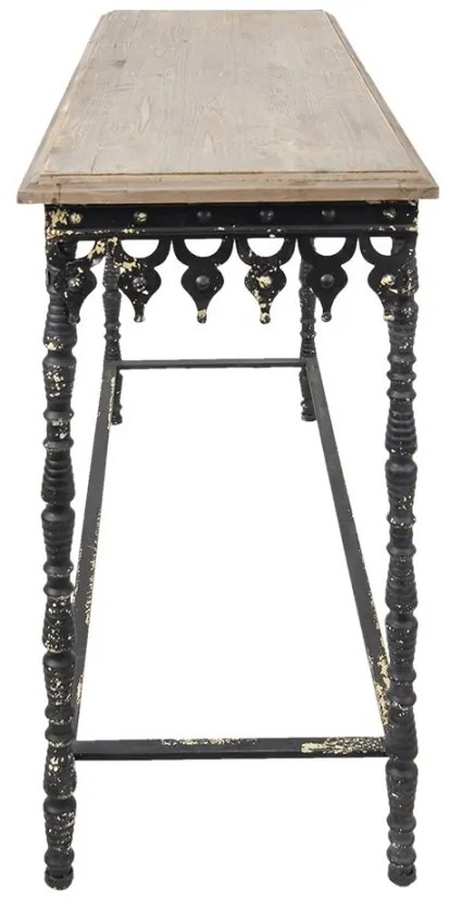 Consola metalica, cu blat din lemn, aspect vintage, Dare