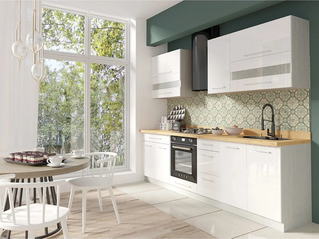 Set bucatarie CREATIVA A, carcasa andersen/fronturi alb lucios, PAL, 2