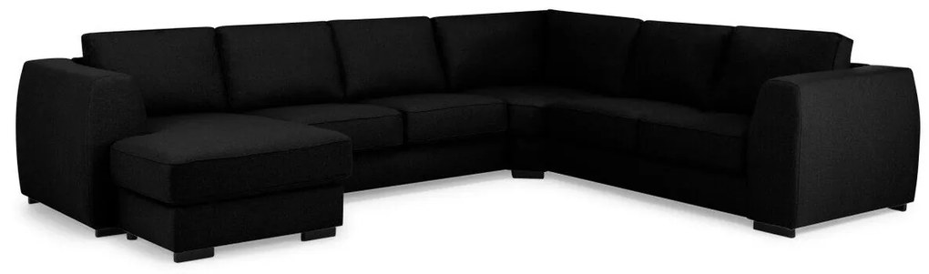 Colțar Scandinavian Choice F104Negru, 348x275x90cm, Picioare: Lemn, Plastic