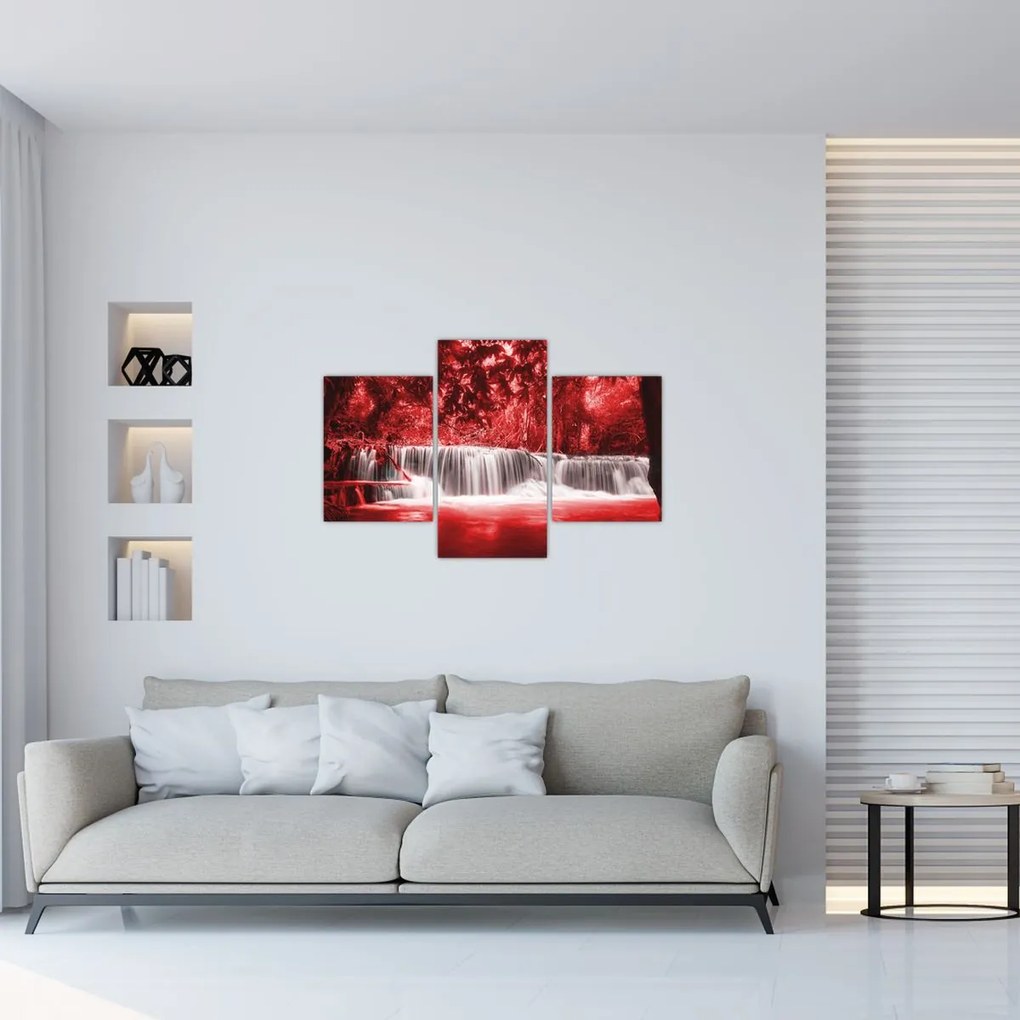 Tablou - Cascadă, roșu (90x60 cm)