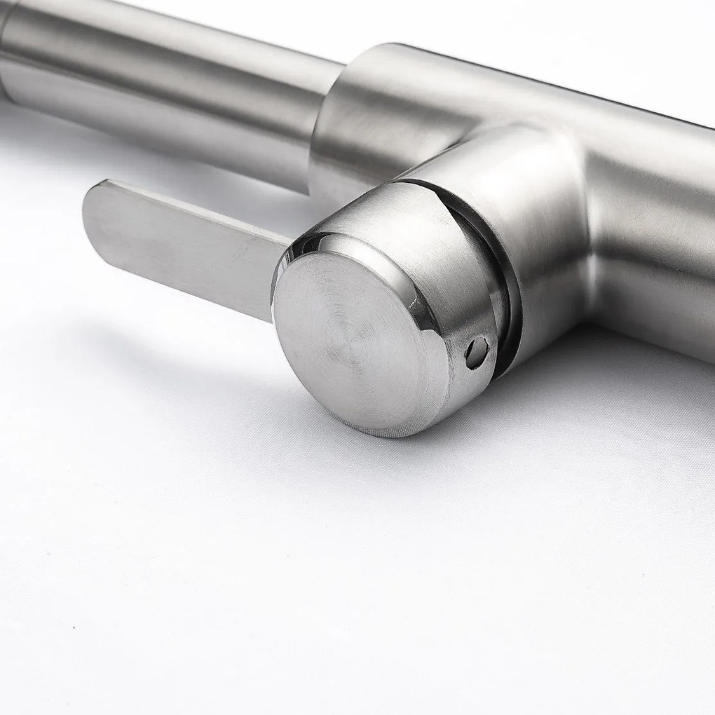 Baterie bucătărie cu duș extractabil - 286 oțel inoxidabil Satinat P14A