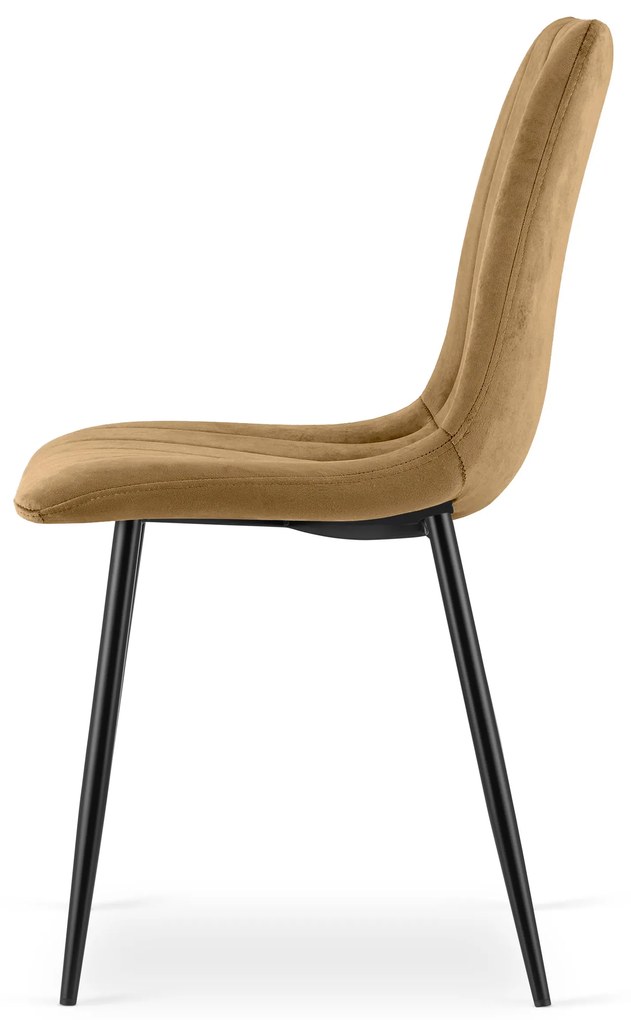 Scaun din catifea maro LAVA cu picioare negre