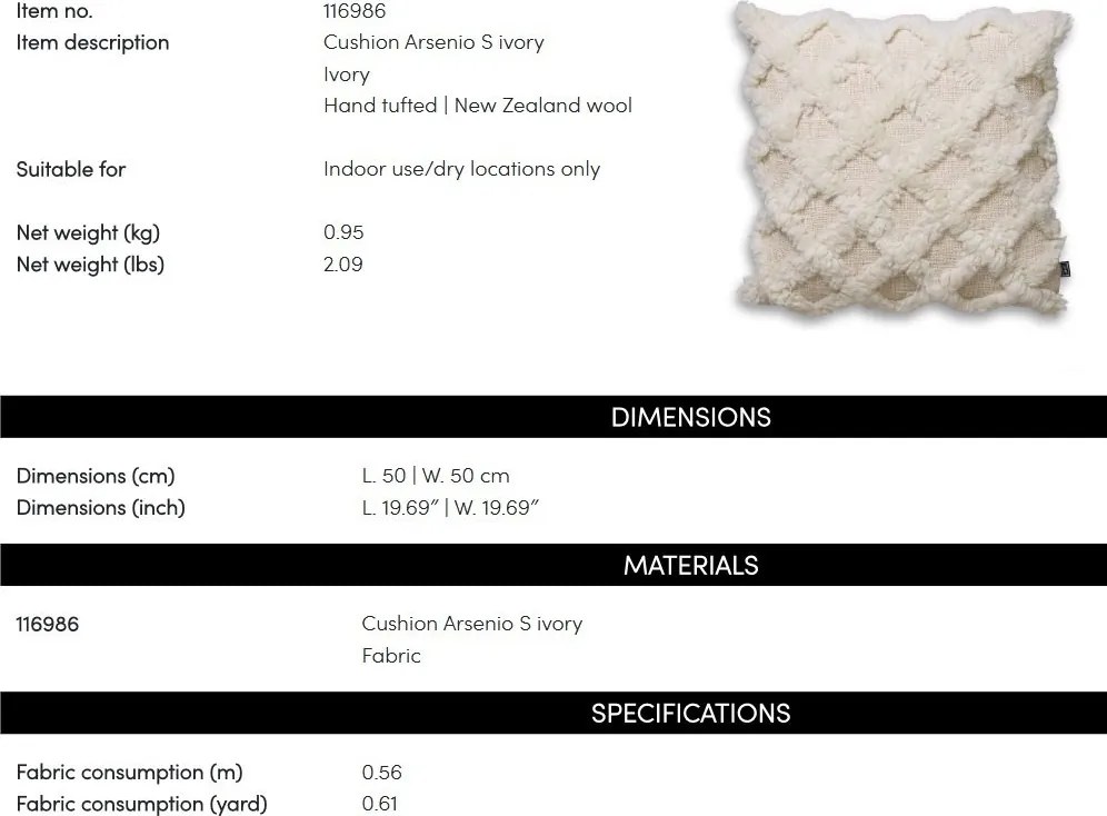 Perna design LUX Arsenio S, Ivory