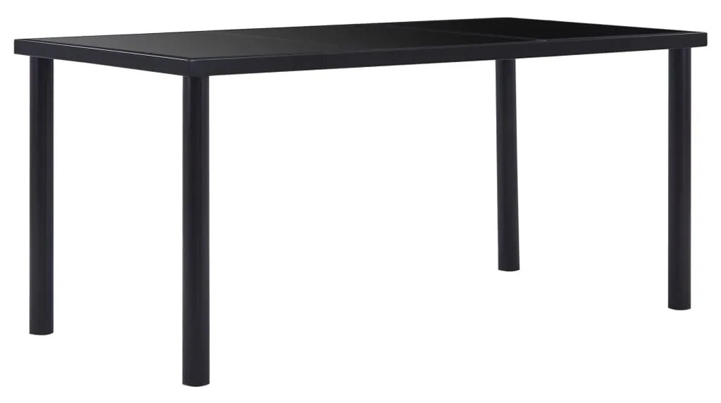 vidaXL Masă de bucătărie, negru, 160 x 80 x 75 cm, sticlă securizată