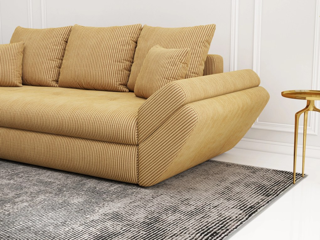 Canapea extensibilă dumonde cu ladă de depozitare si sezut confortabil din spuma high-density, Loana Zoom Mustar 250x100 cm