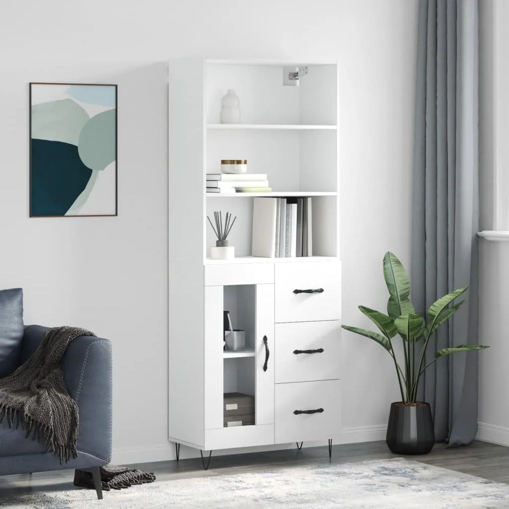 vidaXL Dulap înalt, alb, 69,5x34x180 cm, lemn compozit