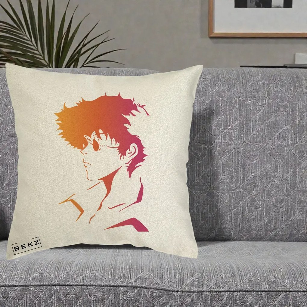 Perna Decorativa Cowboy Bebop Spike Silueta Gradient, 40x40 cm, Ecru, Husa Detasabila, Perna Inclusa, BEKZ®
